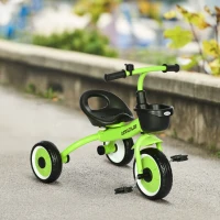 AIYAPLAY Kids Trike, Tricycle, with Adjustable Seat, Basket, Bell, for Ages 2-5 Years - Green(m-10)
