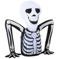 Outsunny Opblaasbaar halloween-skelet, kruipt uit de grond, met ledverlichting, griezeldecoratie voor binnen en buiten(m-14)