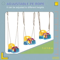 Outsunny 3 in 1 Detachable Kids Swing Seat with Seatbelt, Adjustable Rope for Indoor, Outdoor, Light Blue(m-5)