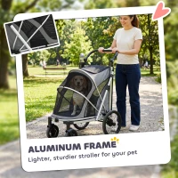 PawHut Dog Stroller, Easy Folding Pet Stroller for Small and Medium Dogs with Shock Absorption, Maximum Load 20 kg, Grey(m-4)