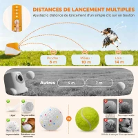 PawHut Lanceur de Balles Automatique avec 3 Balles en ETPU, 3 Réglages de Distance 6m/10m/14m, Intérieur et Extérieur, Orange(m-5)