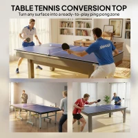 SPORTNOW 9 ft Folding Ping Pong Table Top for Billiard Tables, Table Tennis Conversion Top with Net, Foam Padding, Blue(m-4)