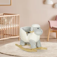 AIYAPLAY Schaukelpferd, niedliches Schaf, Sicherheitsgurt, Soundeffekte, 1,5-3 Jahre, bis 40 kg, Grau(m-6)