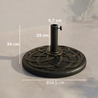 Outsunny Pied de Parasol Base de lestage de Parasol Rond résine Imitation Fonte Motif Rosace diamètre 54,5 cm Poids Net 19 Kg(m-3)