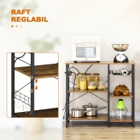 HOMCOM Dulap de bucătărie cu 3 rafturi din PAL, priză electrică, port USB și coș, 90x40x83cm(m-9)