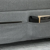 HOMCOM 3-in-1 opklapbare slaapstoel met zijvak, logeerbed met kussen, verstelbare rugleuning en wielen, lichtgrijs(m-9)