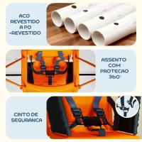Outsunny Baloiço Infantil de Aço para Crianças dos 6 aos 36 Meses com Encosto Alto e Arnês de Segurança 122x146x122 cm Laranja(m-5)