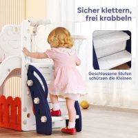 AIYAPLAY 5-in-1 Kinderrutschenset, Teleskop, Basketballkorb, Kunststoff, Orange+Dunkelblau(m-7)