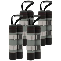 Outsunny Set 4 Pesi per Gazebo Riempibili con Sabbia fino a 12 kg, in Tessuto Oxford 168D, 20x10x43 cm, Nero e Grigio(m-1)