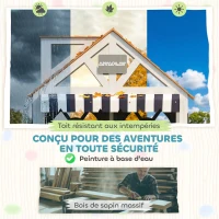 AIYAPLAY Cabane enfant extérieur en bois, maison enfant extérieure avec chatière, ustensiles de cuisine, banc et sonnette, blanc(m-5)