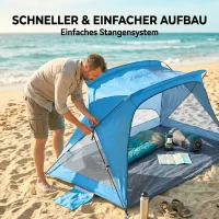Outsunny Strandzelt für 2-3 Personen tragbares Wurfzelt mit Tür Fenster Sandsäcken Tragetasche, UV30+(m-4)