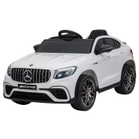 HOMCOM Voiture véhicule électrique Enfants 12 V 35 W V. 3-5 Km/h télécommande Effets sonores + Lumineux Blanc Mercedes GLC AMG(m-11)