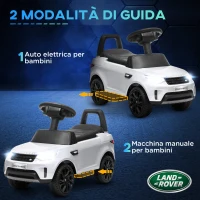 AIYAPLAY Macchina per Bambini con Licenza Land Rover 6V, Funzionamento Elettrico e a Spinta, Velocità 3km/h, Bianco(m-4)
