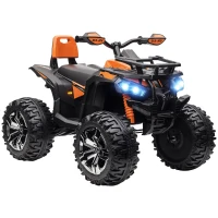 HOMCOM 12V Kinderfahrzeug mit Vorwärts-, Rückwärtsfunktion, MP3-Musikplayer, Scheinwerfer, 3-8 km/h, 3-5 Jahre, Orange(m-14)