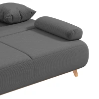 HOMCOM Slaapbank met verstelbare rugleuning, bedfunctie, verborgen opbergruimte en cordbekleding, grijs(m-13)