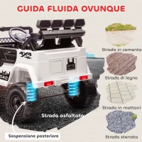 AIYAPLAY Fuoristrada per Bambini con Fanali, Clacson, Cintura e Telecomando, in PP e Metallo, 99x66x68.5 cm, Bianco(m-7)