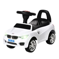 HOMCOM Porteur enfants voiture, véhicule à pousser avec coffre à jouets, klaxon, phares et musique, 63,5 x 28 x 36 cm, blanc(m-12)
