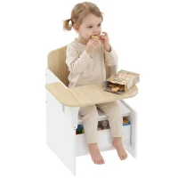 AIYAPLAY Set Tavolo e Sedia per Bambini 3-5 Anni in Legno MDF con Motivi a Cuore, Contenitore Integrato, Bianco(m-11)