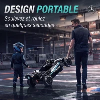 AIYAPLAY Kart Électrique Enfants 12V, Go Kart Mercedes-AMG PETRONAS F1 avec 2 Moteurs, Télécommande, 3 Vitesses, Noir(m-6)