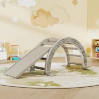 AIYAPLAY Escalada para Niños de 18-48 Meses 4 en 1 con Arco de Escalada Mecedora Rampa y Tobogán 164x70x57 cm Gris y Blanco(m-10)