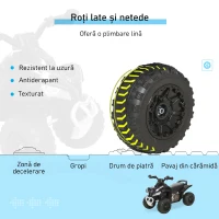 HOMCOM Mini quad pentru copii 18-36 luni, fără pedale, cu muzică și mânere late, PP și metal, negru(m-5)