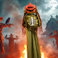 HOMCOM Geanimeerd pop-up pompoen-skelet, 173 cm, griezelige Halloween-decoratie met licht, geluid- en aanraakactivatie(m-8)