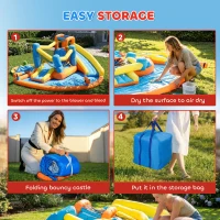 AIYAPLAY 5 in 1 Bouncy Castle for Children, Inflatable Bounce House with Dual Slides, Pool, Climbing Wall, Water Cannons, Blower(m-8)