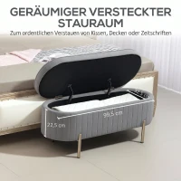 HOMCOM Opbergbank met klepdeksel en opbergruimte, stoffen bekleding, hout en metaal, grijs/goudkleurig(m-6)