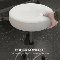 Vinsetto Salonkruk, in hoogte verstelbaar, kunstleer, tot 110 kg, Ø42x50-64H cm, wit(m-5)