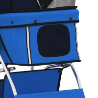 PawHut Dog Pram, Pet Stroller with Reflective Strips, Foldable Cat Stroller with 360° Swivel Wheels, Blue(m-12)