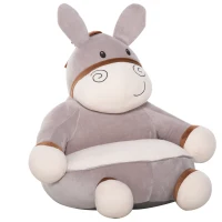 HOMCOM Puff Infantil Diseño de Burrito Sillón para Niños 18-36 Meses de Franela Asiento Acolchado Alfombra Antideslizante para Dormitorio Sala de Juegos 60x55x60 cm Gris(m-12)