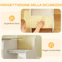 AIYAPLAY Set Tavolo e Sedia per Bambini 3-5 Anni in Legno MDF con Motivi a Cuore, Contenitore Integrato, Bianco(m-6)