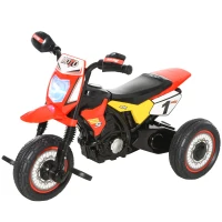 HOMCOM Tricycle Enfants Moto Cross Effets musicaux et Lumineux Coffre Rangement Rouge(m-12)