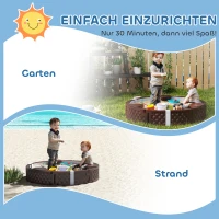 AIYAPLAY Zandbak, ronde zandbak voor tot 3 kinderen, met 3 zitplaatsen, waterdichte onderlaag, beschermhoes, 300 kg zand(m-7)