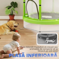 AIYAPLAY Trambulină Elastică pentru Copii Ø140 cm cu Plasă de Siguranță și Desene, Vârstă 3-6 Ani, Verde(m-8)