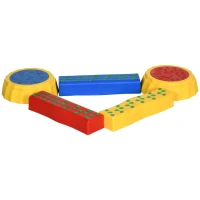 Outsunny Five-Piece Kids Stepping Stones and Balance Bridge w/ Non-Slip Surface & Bottom. for Toddlers - Multicoloured(m-10)