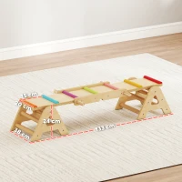 AIYAPLAY Houten wip en evenwichtsbalk, 2 in 1 kinderspeelwip voor tuin, wip voor 2-4 jaar, 133 x 38 x 24 cm, Meerkleurig(m-3)