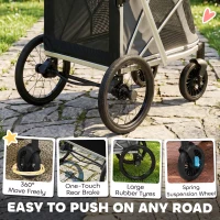 PawHut Dog Stroller, Easy Folding Pet Stroller for Small and Medium Dogs with Shock Absorption, Maximum Load 20 kg, Grey(m-6)