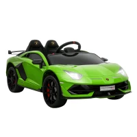 HOMCOM Mașină Electrică pentru Copii cu Telecomandă, Licență Lamborghini Aventador, Vârsta 3-8 Ani, Verde(m-11)