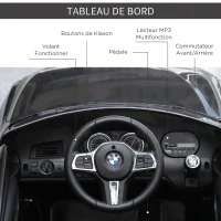 HOMCOM Voiture électrique Enfants 6 V 3 Km/h Max. Effets sonores et Lumineux télécommande Incluse Noir BMW 6 GT(m-5)