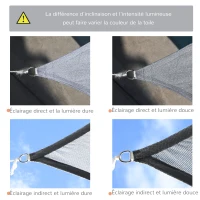 Outsunny Voile d'ombrage rectangulaire 4 x 3 m polyéthylène Haute densité Protection UV Avec sac de rangement - Coloris gris(m-6)