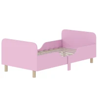 AIYAPLAY Kinderbedframe, eenpersoonsbed voor kinderen, veiligheidshekje, klein bed voor kinderkamer, MDF, zonder matras, Roze(m-10)