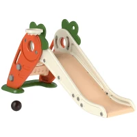 AIYAPLAY 3 in 1 Foldable Toddler Slide with Basketball Hoop, Climber, Carrot-themed, for 1-3 Years(m-1)
