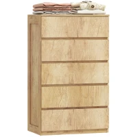 HOMCOM Commode 5 tiroirs meuble de rangement sans poignées design minimaliste 60 x 39 x 100 cm bois naturel(m-8)