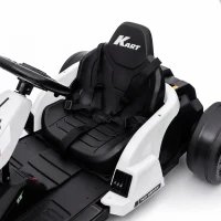 AIYAPLAY 24 V elektrische driftkart voor kinderen, tot 18 km/u, met driftfunctie, 2 motoren en verstelbare stoel, wit(m-11)