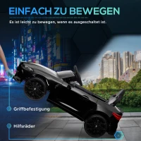 AIYAPLAY 12V Elektrische Kinderauto met Afstandsbediening, 2 Motoren, Claxon, LED, Muziek, Hulpwielen, 3-5 Jaar, Zwart(m-5)