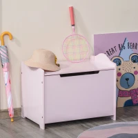 HOMCOM Cassapanca Portagiochi in Legno, Panca Contenitore per Cameretta Coperchio con Pistone Pneumatico, 60x40x48cm, Rosa(m-10)