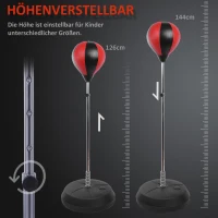 HOMCOM Bokstrainingset boksbal staande bokszak met handschoenen in hoogte verstelbaar(m-6)