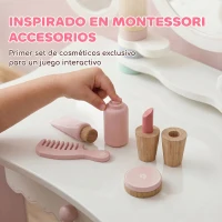AIYAPLAY Tocador de Maquillaje Niñas con Taburete Espejos Giratorios Cajón 6 Accesorios Bandejas Laterales para +3 Años Rosa(m-5)