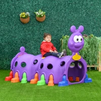 Outsunny Kids Play Tunnel, Caterpillar Crawling Tunnel, for Ages 3-6 Years - Purple(m-2)